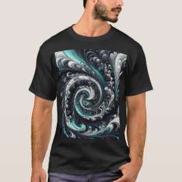 Camiseta Resumen Moderno Swirling Green, Silver y Black