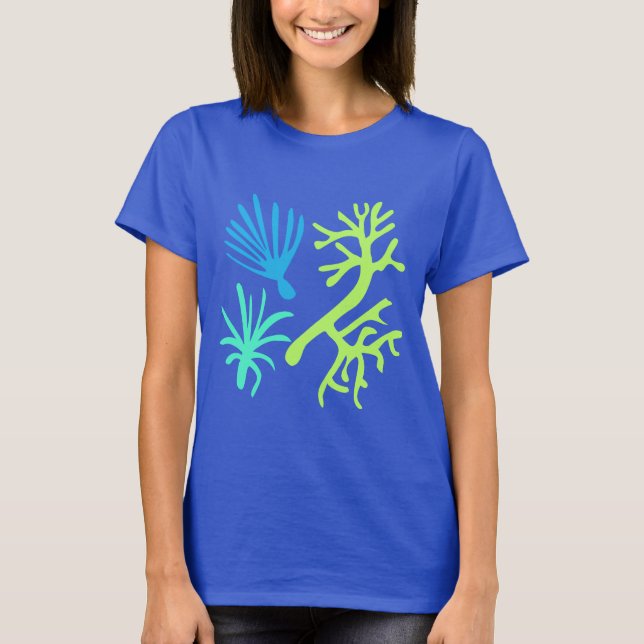 Camiseta Resumen moderno Vida marina verde y acuática (Anverso)