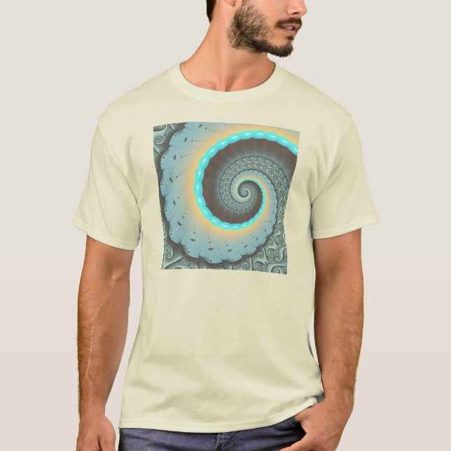 Camiseta Resumen Naranja azul turquesa espiral de arte frac (Anverso)
