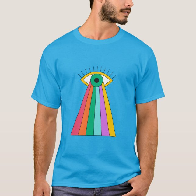 Camiseta Resumen Ojo psicodélico con arcoiris (Anverso)