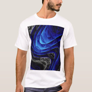 Camiseta Resumen ondulado azul, fondo de arte digital.