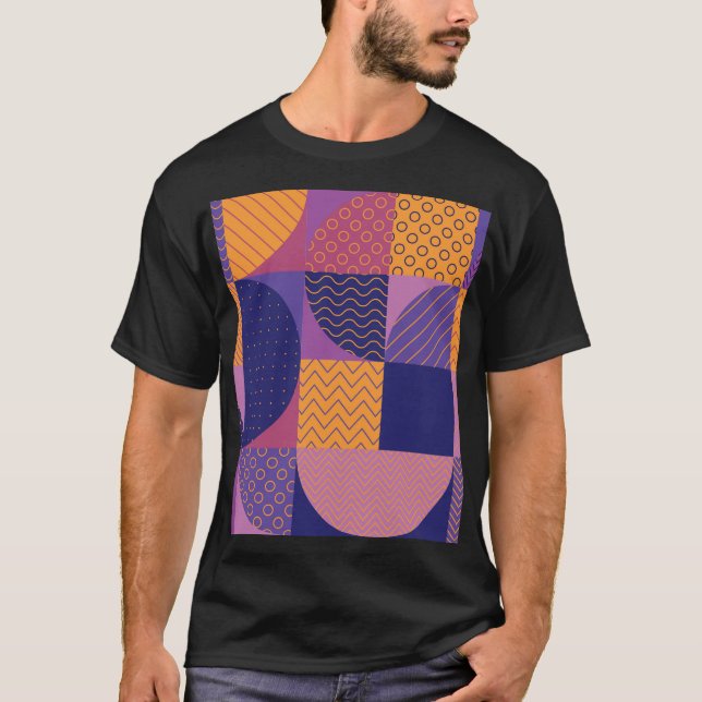 Camiseta Resumen Patrón de cosecha geométrica multicolor (Anverso)