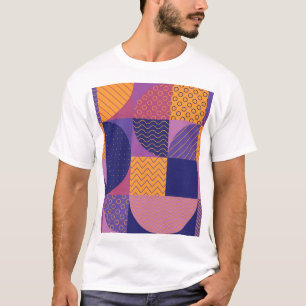 Camiseta Resumen Patrón de cosecha geométrica multicolor