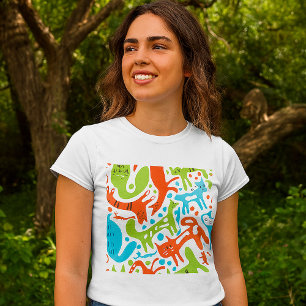 Camiseta Resumen Patrón de gato Arte Mascota moderno y capr