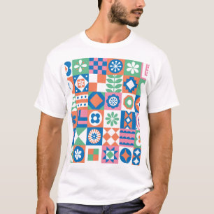Camiseta Resumen Patrón folclórico escandinavo floral