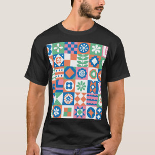 Camiseta Resumen Patrón folclórico escandinavo floral
