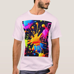 Camiseta Resumen Pintura de pintura de neón