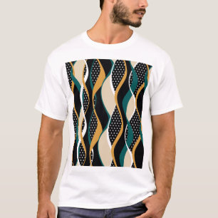 Camiseta Resumen rayado, colorido patrón ondulado.