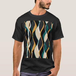 Camiseta Resumen rayado, colorido patrón ondulado.