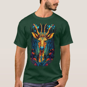 Camiseta Resumen Retrato de jirafa psicodélica