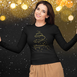 Camiseta Resumen Sparkling Gold Christmas Tree T-Shirt