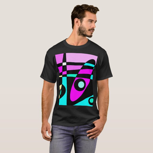 Camiseta Resumen Surfing Turquoise Hot Pink Yellow Black (Anverso completo)