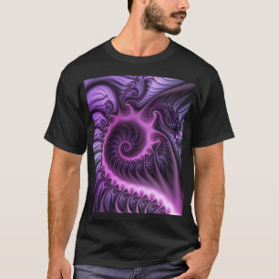 Camiseta Resumen Vivid Guay Pink Purple Fractal Art Spiral