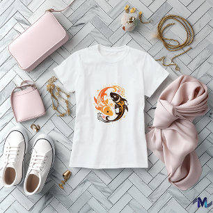 Camiseta Resumen Yin Yang Koi Diseño de Arte Pescado