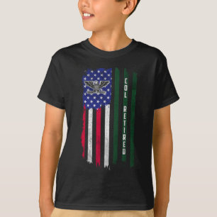 Camiseta Retirado O6 Coronel Col Rank American Flag Veteran