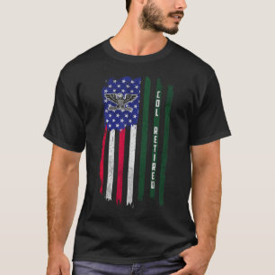 Camiseta Retirado O6 Coronel Col Rank American Flag Veteran