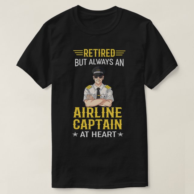 Camiseta Retired Airline Captain Tshirt Aviation  Airplane  (Diseño del anverso)