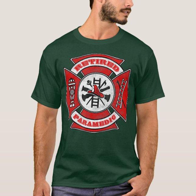 Camiseta Retired Fire Paramedic Firefighter Red Maltese (Anverso)