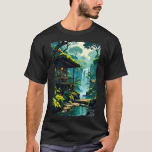 Camiseta retiro de cascada de serenidad tropical