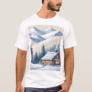 Camiseta Retiro de invierno: Cabina en las montañas de niev