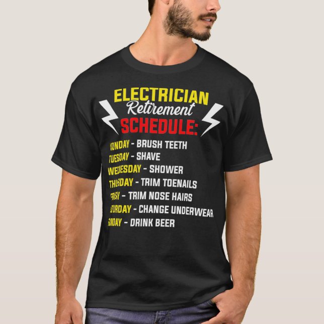 Camiseta Retiro divertido de calendario de electricidad ret (Anverso)
