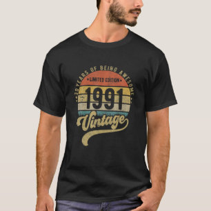 Camiseta Reto Vintage 30Th Birthday, 1991 Limited Edition 3