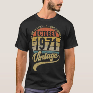Camiseta Reto Vintage 49th Birthday  Born in October 1971