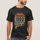 Camiseta Reto Vintage 60th Birthday Tee, nacido el 1 de nov<br><div class="desc">Reto Vintage 60th Birthday Tee,  nacido en noviembre de 1960</div>