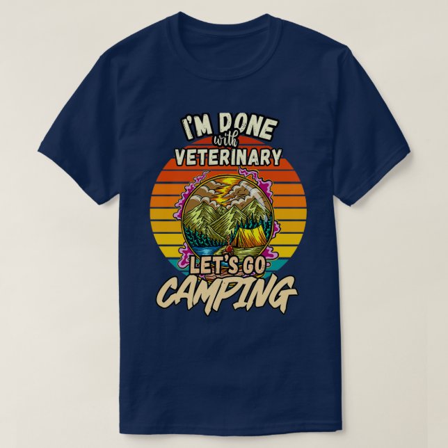 CAMISETA RETR CLÁSICO DE DISEÑO VETERINARIO Y CAMPING (Diseño del anverso)