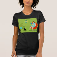 Camiseta retra de la mujer de la lectura