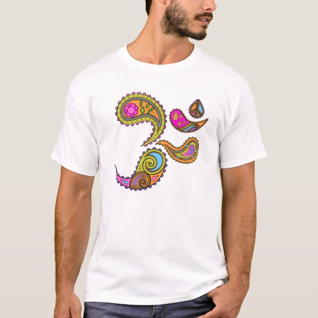 Camiseta retra de la yoga de Paisley OM (Anverso)