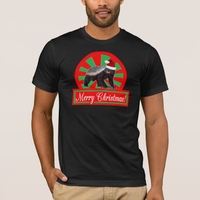 Camiseta retra de las Felices Navidad del tejón de (Anverso)