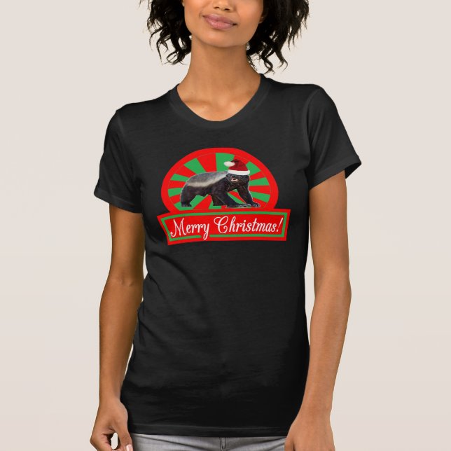 Camiseta retra de las Felices Navidad del tejón de (Anverso)