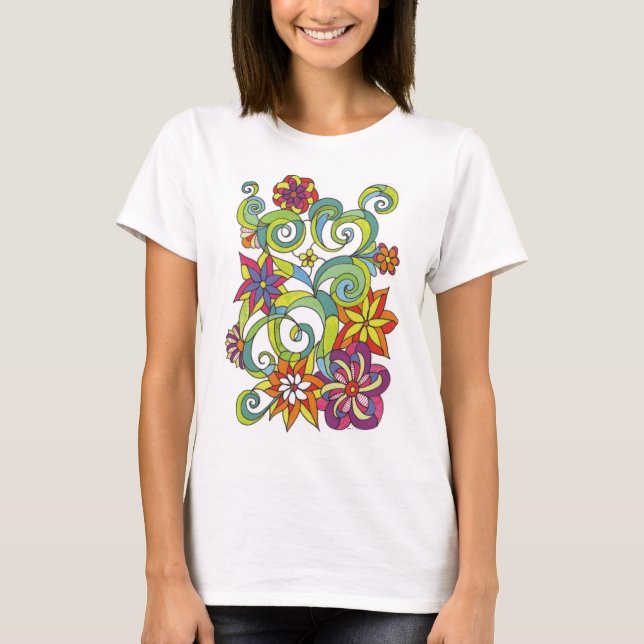 Camiseta retra de las flores (Anverso)