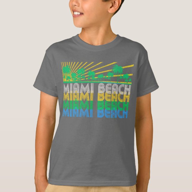 Camiseta retra de Miami Beach la Florida del verde (Anverso)