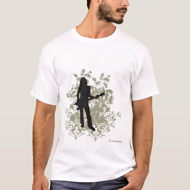 Camiseta retra del chica de la roca (Anverso)