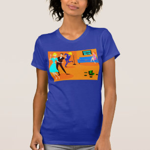 Camiseta retra del cóctel del dibujo animado