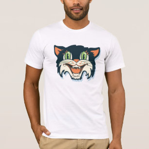 Camiseta retra del gato negro de Halloween