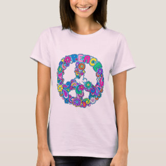 Camiseta retra maravillosa del signo de la paz y