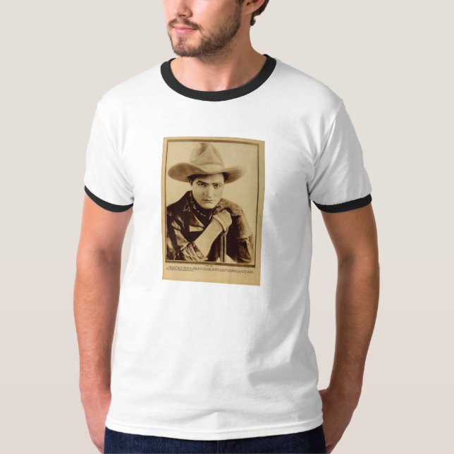 Camiseta Retrato 1918 de Tom Mix con el rifle para la (Anverso)