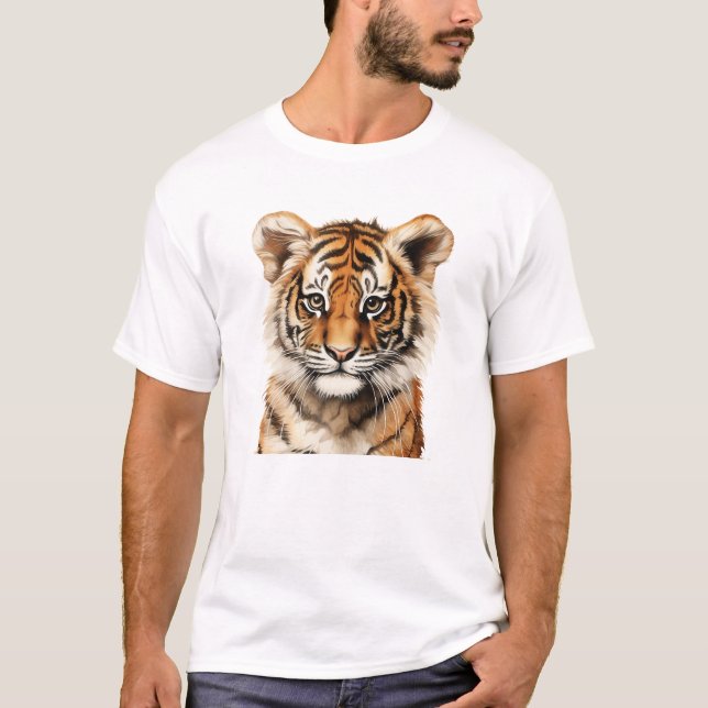 Camiseta Retrato acuarela de un pequeño tigre (Anverso)
