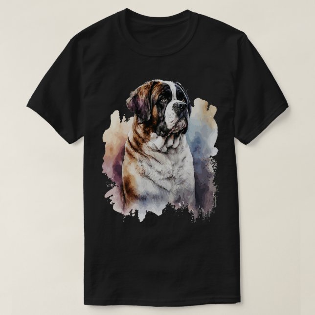 Camiseta Retrato acuático de Perro de San Bernardo (Diseño del anverso)