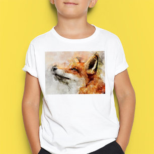 Camiseta Retrato al Acuarela de Zorro Rojo 01