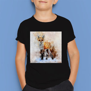 Camiseta Retrato al Acuarela de Zorro Rojo 02