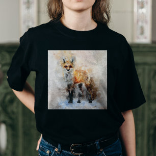 Camiseta Retrato al Acuarela de Zorro Rojo 02