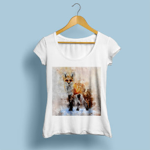 Camiseta Retrato al Acuarela de Zorro Rojo 02