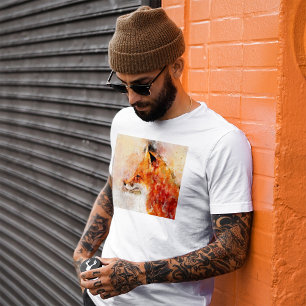 Camiseta Retrato al Acuarela de Zorro Rojo 03
