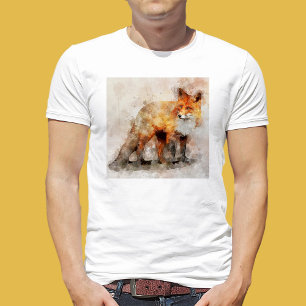 Camiseta Retrato al Acuarela de Zorro Rojo 04