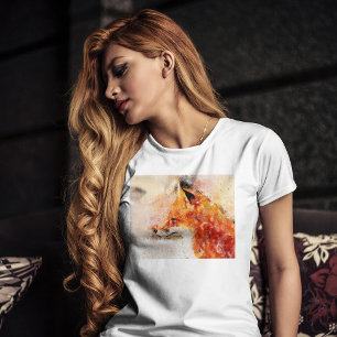 Camiseta Retrato al Acuarela del Zorro Rojo 03