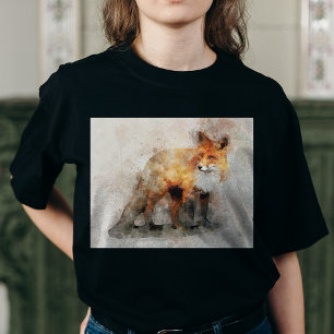 Camiseta Retrato al Acuarela del Zorro Rojo 04